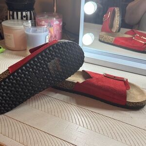 Alpine Swiss Red Flats with Buckle